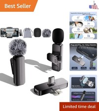 2-Pack Wireless Mini Lavalier Lapel Microphone for iPhone,Android Phone2 in 1...