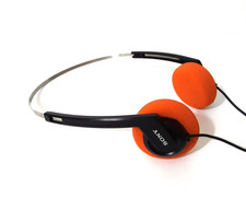    Sony MDR-010 Walkman Stereo Headphones Orange Pads Vintage Retro 