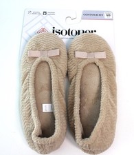 ISOTONER Gemma Microterry Ballet Slippers Size SM 5-6 Taupe Retail 30