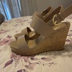 LC Lauren Conrad Women’s Beige/Tan Leather Strappy Wedge Sandals 6.5 — photo 2