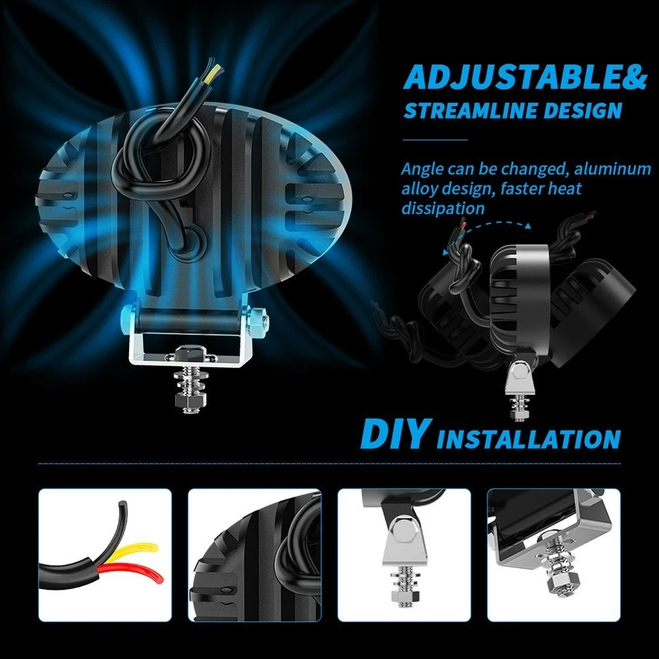 12W 8LED Red Blue Flash Mini Spotlight Work Light for Off Road Vehicle - Image 3 of 4