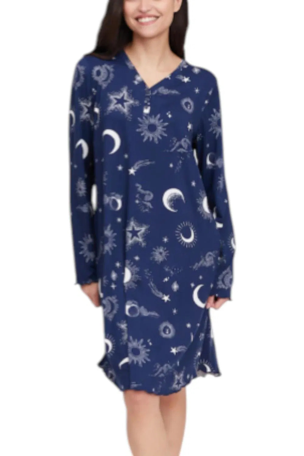 Comfort Code Women's Peached Jersey Knit Sleepdress Navy Celestial