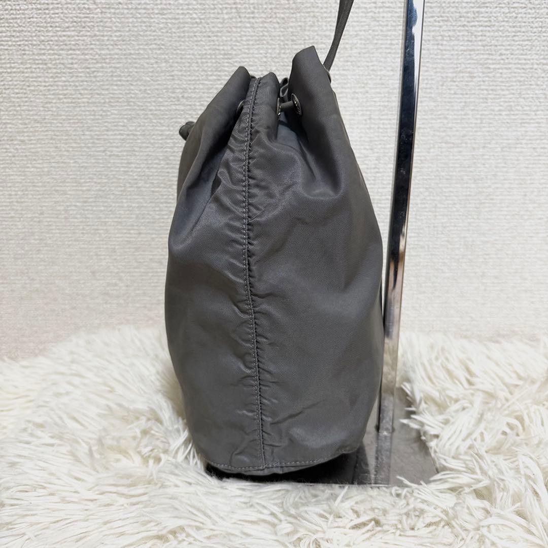 PRADA Nylon Accessory Pouch Gray Drawstring Used … - image 7