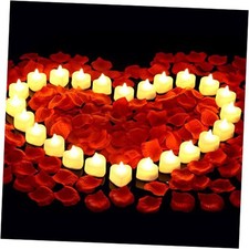 cridoz 2000 Pieces Artificial Rose Petals with 24 Pieces LED Tea Lights