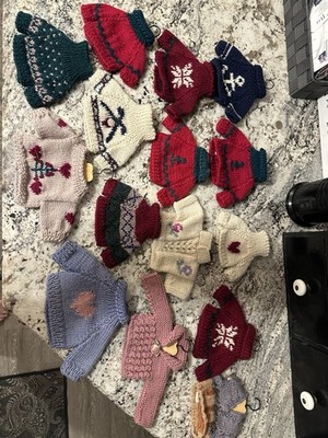 Boyds Bears large lot of Sweaters 1 Vest Excellent condition with hangers