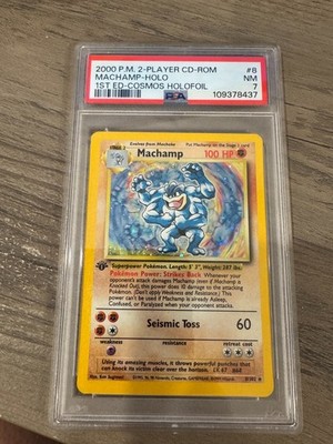 2000 POKEMON 2-PLAYER CD-ROM STARTER SET #8 MACHAMP-HOLO 1ST ED-COSMOS HOLOFOIL
