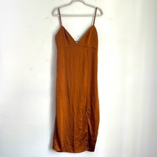 Wild Fable satin triangle top scoop back midi slip dress sz L