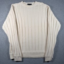 Nautica Sweater Men  s Small Cream Cable Knit 100 Percent Cotton