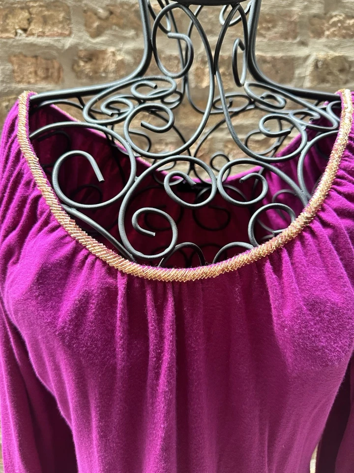 Top Express Mujer Magenta Pima Algodón Talla M Cuello Redondo Manga 3/4 Suave Gitano S Foto 2 de 4