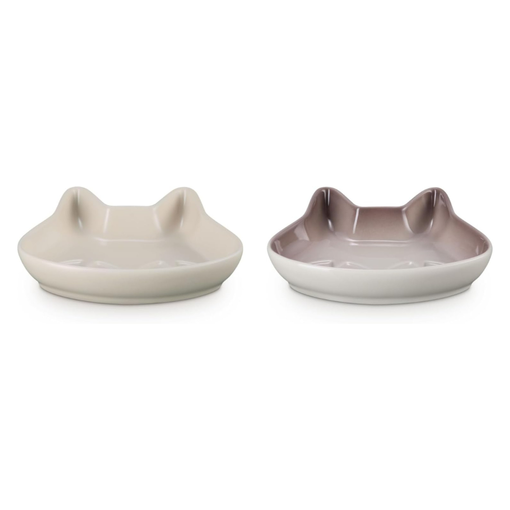 Le Creuset Mini Cat Plate Brioche and Nutmeg 14x14x3cm Set of 2