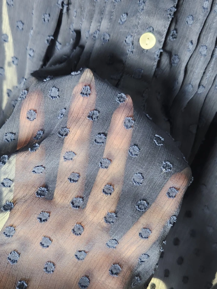 MOTHERHOOD MATERNITY NURSING NAVY SPOT CHIFFON BLOUSE TUNIC TOP SIZE XS - Image 3 of 4