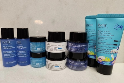 10 PIECE SET belif -Sleeping Mask,True Cream,Toner, aqua bomb Eye Bomb,face wash