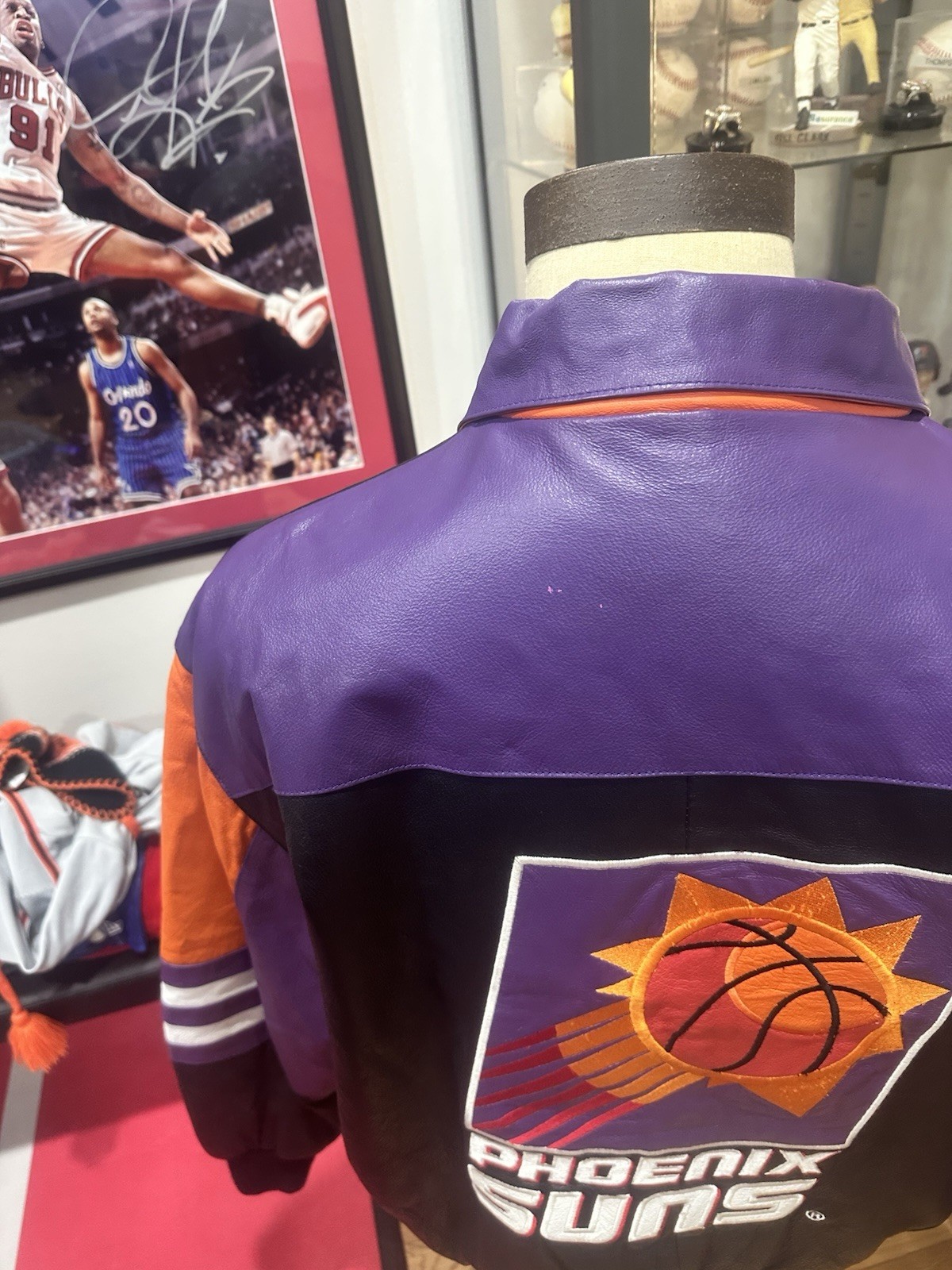 Vintage 1990s Jeff Hamilton NBA Phoenix Suns NBA Full Leather Jacket Mens XL