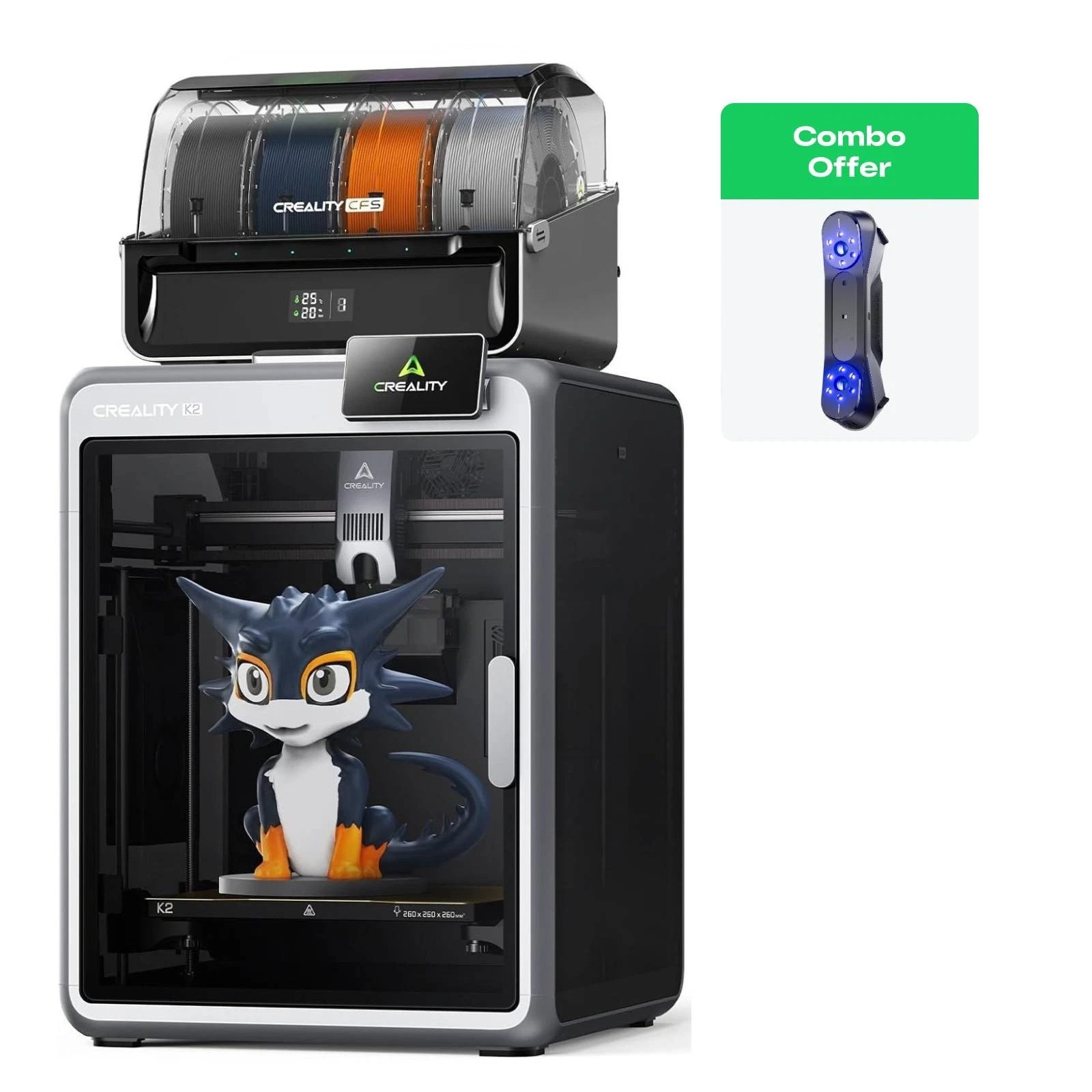 Creality K2 Combo 3D-Drucker mit CR-Scan Ferret Pro/Otter/Raptor Pro 3D Scanner