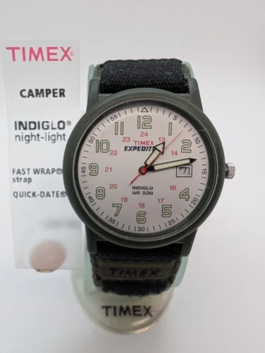 NEW VTG Green Timex Expedition Camper T40001 Indiglo Fast Wrap  Strap + NEW Bat