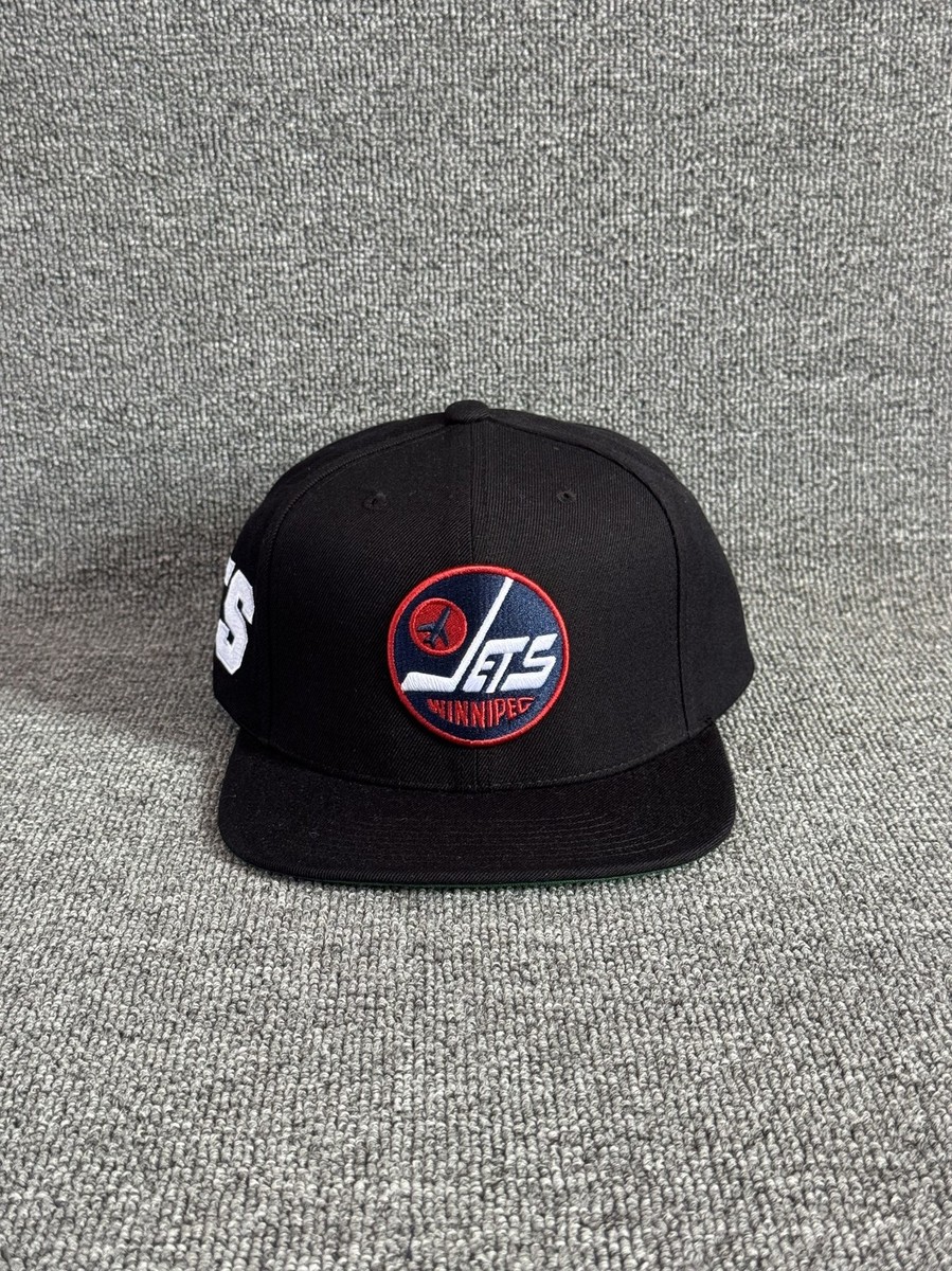 Mitchell & Ness Winnipeg Jets Snapback Black Flat Brim Hat Adjustable