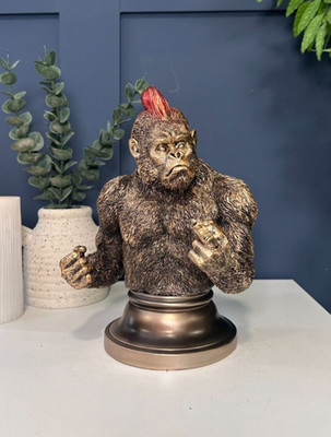 Fluchende Neuheit Mohawk Gorilla Büste ''Up Yours'' Ornament Figur | Affe Geschenk