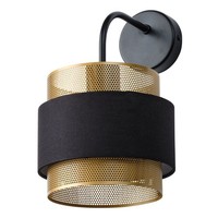 Wandlampe Metall Stoff Gold Osram E27 Wohnzimmer Flur B:18 Cm Wandleuchte BüRo