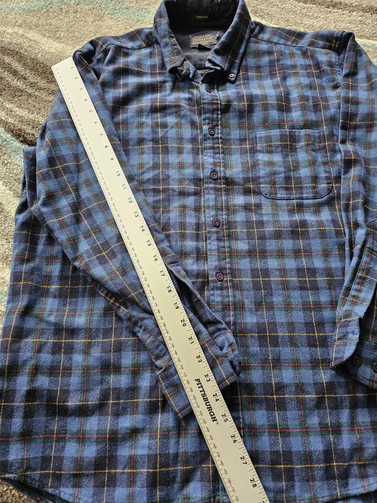 Pendleton Fireside Button Down Shirt Wool Blue Me… - image 3