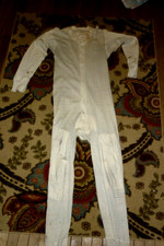Healthgard Wool Blend Union Suit Long Johns 42 Well Worn 1930-40's Distressed