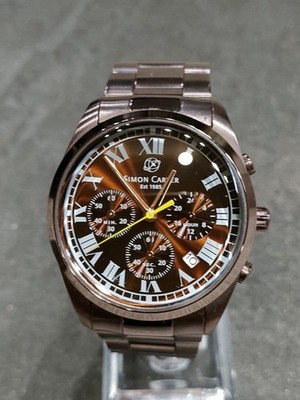 Simon Carter Brown Dial Mens Quartz Watch 40mm Working New Battery Japan