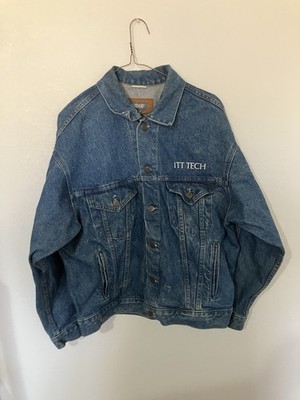 Vintage International Denim Chore Jacket ITT Technical Institute Medium 90s