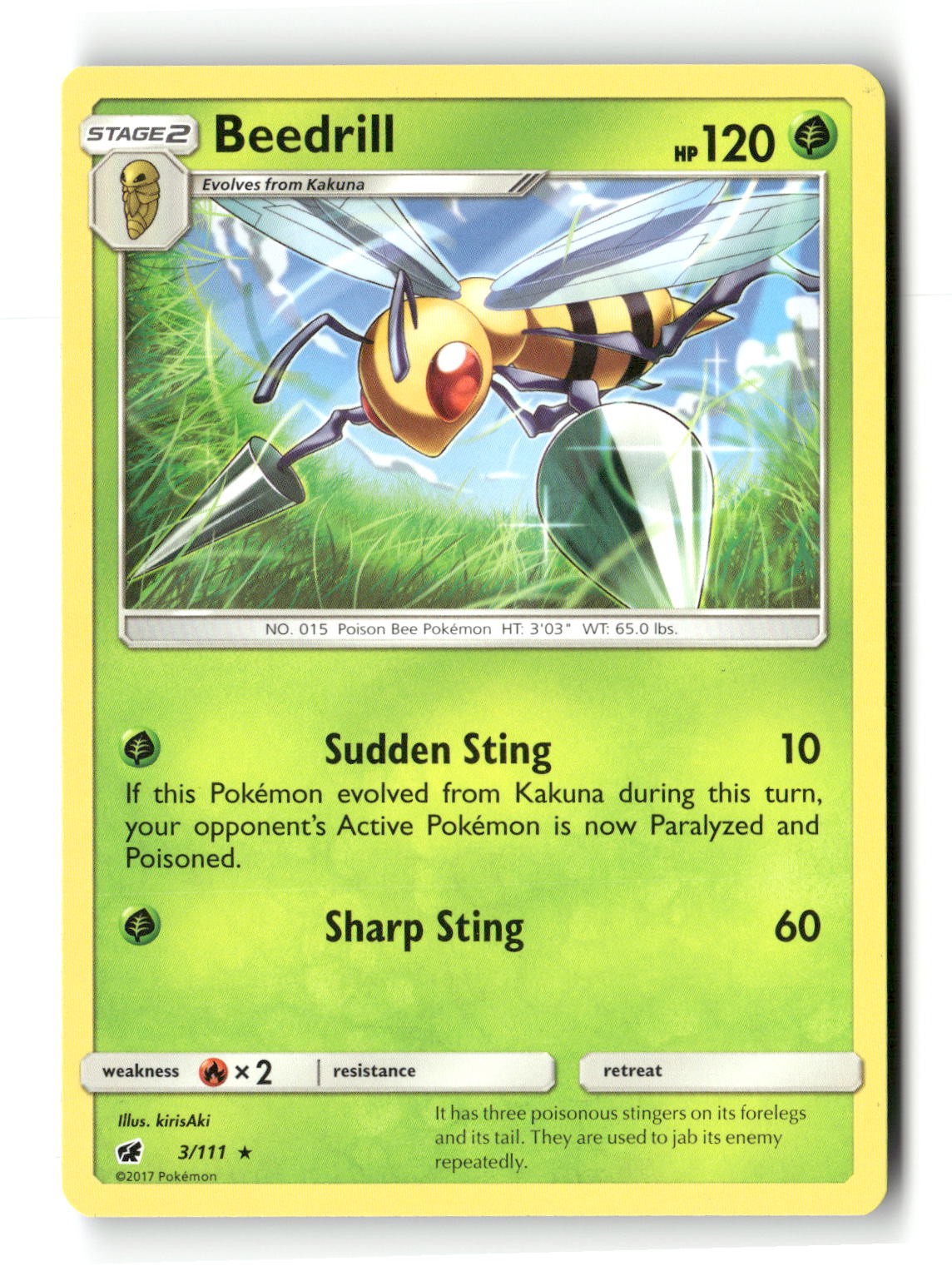 Beedrill Rare Crimson Invasion 3/111 Pokemon Lightly Played