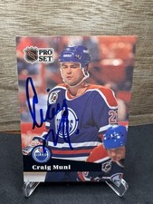 1991-92 Pro Set #382 Craig Muni Edmonton Oilers In-Person ON-CARD AUTO (1)