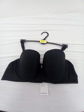Ex M&S Underwired  2 In 1 Strapless  Bra 40A Black With lace Ref 813