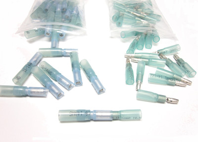Electrical Wiring Connectors Pack 50 Pairs 3M Heat Shrink Male/Female Quick Disconnect Connectors - 16-14 AWG, Marine Grade Butt Connectors