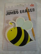 Cute Bumble Bee Jumbo Eraser / Paperweight yellow, black, white NEW