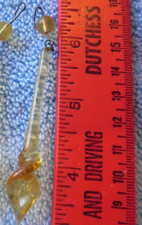 One Vintage Czech Amber Glass Twist Tear drops Prisms Chandelier Sconce