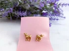 Deer Stag Design Stud Earrings Yellow Gold Plated Valentine Gift