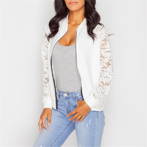 Womens Casual Long Sleeve Solid Leather Suit Jacket Zipper Slim Windproof Coat - Picture 20 of 20