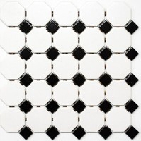 Mosaik Fliese Keramik Octagon Weiß Matt Schwarz GläNzend Wandfliesen Badfliese M
