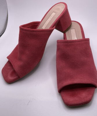 Top Shop Novel Pink Mules/Slides Peep Toe Suede Women's Size