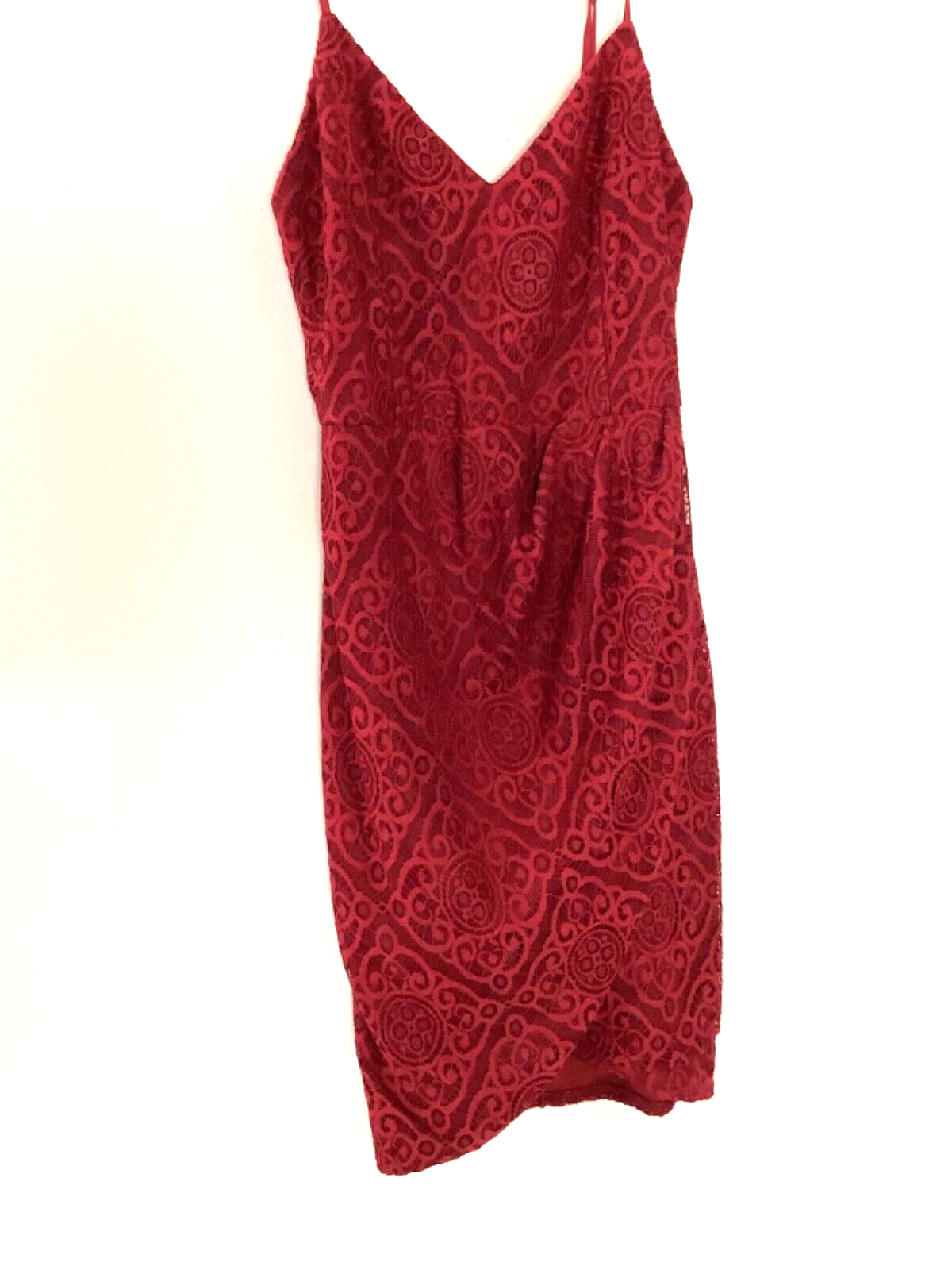 Lulus Red Fairy Baby Doll Lace Trim Bodycon Dress Medium NWT