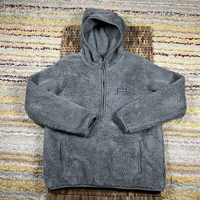 Patagonia Deep Pile Fleece Hoodie Hoody Jacket Full Zip Grey