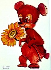 Original Vintage Sunflower Bear Iron On Transfer