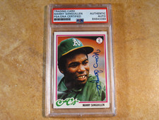 MANNY SANGUILLEN 1978 TOPPS SIGNED AUTOGRAPHED CARD #658 OAKLAND ATHLETICS PSA