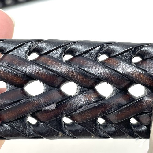 Braided Leather Belt Mens Size 40/100 Brown Black Silver Tone Buckle Casual - Picture 6 of 6