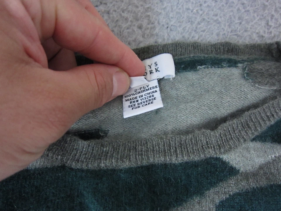 Suéter Barneys New York Mujer Extra Pequeño XS Verde Camuflaje 100% Cachemira Foto 4 de 4