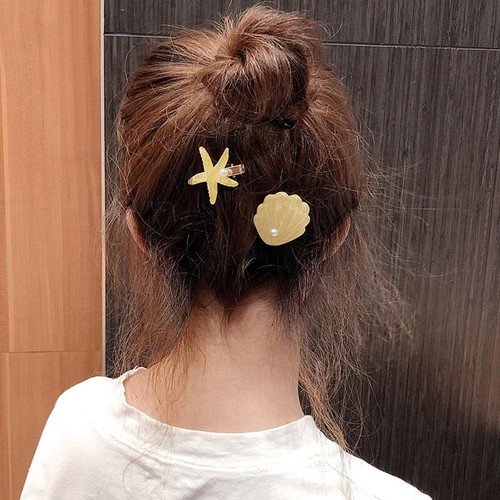 2pcs/set Girls Sea Star Shell Hairpins Irregular Hair Clip Women Fringe Hairgrip - Bild 7 von 13