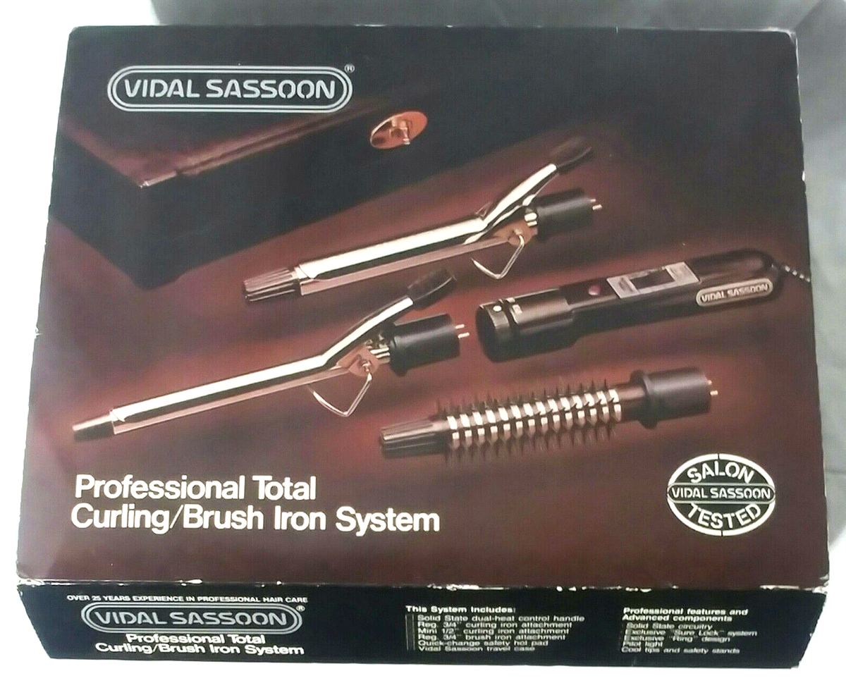 Vntg -Vidal Sassoon Professional Total Curling / Brush Iron 
