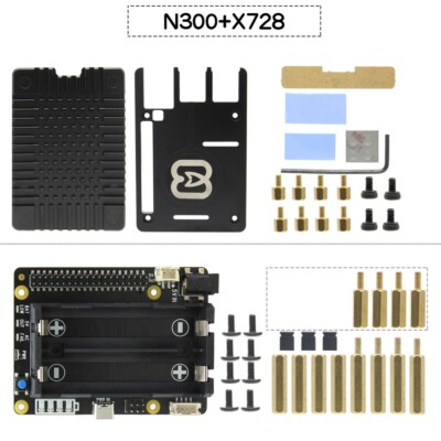 X728 Board w/ Cooling Ultra-thin CNC Aluminum Alloy Metal Shell for Raspberry 4B