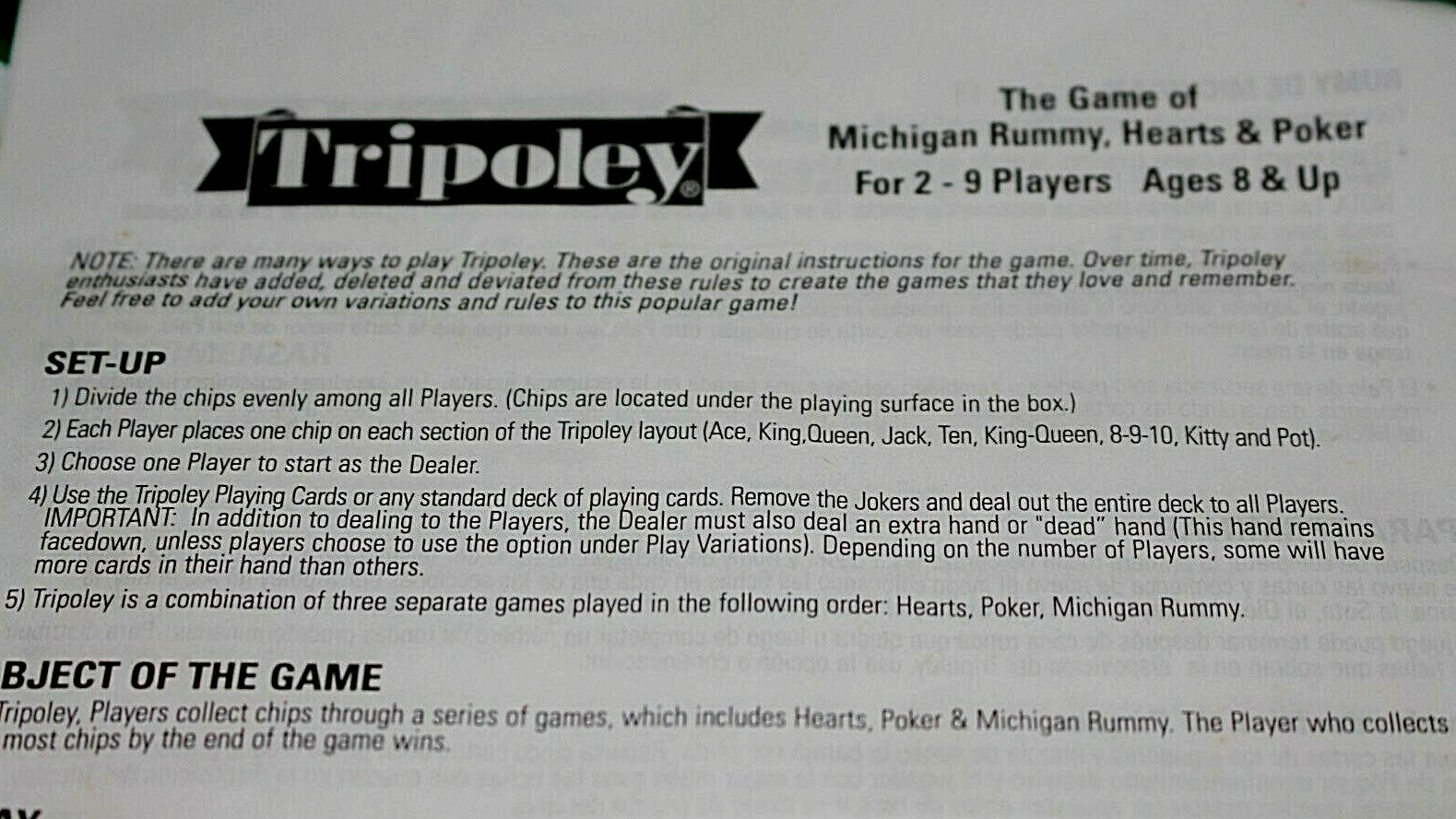 Tripoley Deluxe Mat Version The Game of Michigan Rummy, Hearts & Poker |  eBay