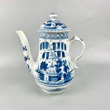 A fine Bow coffee pot c1760 painted with a pagoda  willow tree. Ex Horn coll'n.