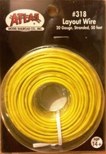 Atlas 318 HO-Scale and N-Scale Layout Wire 20 Gauge Yellow 50' Stranded Copper