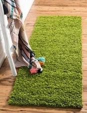 	Solid Shag Collection Area Rug 2 x 6 5 Runner Grass Green	