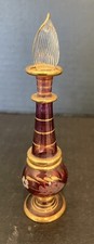 Egyptian Perfume Bottle Burgundy & Gold 5” Hand Painted 